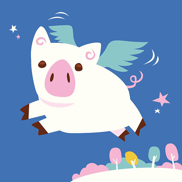 ilustrações, clipart, desenhos animados e ícones de pigs might fly - when pigs fly