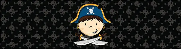 Vector illustration of Cute Pirate Captain Banner