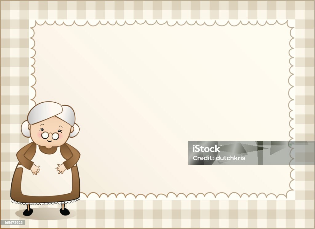 Granny gingham background left Sweet little old lady on a gingham background - easy to edit separate layers and global colours Grandmother stock vector