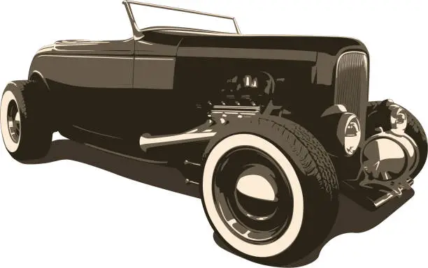 Vector illustration of Sepia Hot Rod - 1932