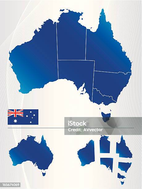 Map Of Australia Showing States And Flag Stock Illustration - Download Image Now - Australia, Adelaide, Brisbane