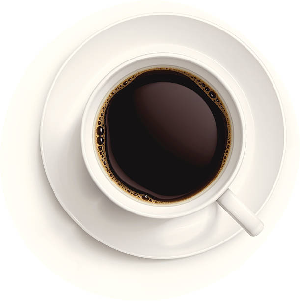 Cup of black coffee Vector illustration of cup with black coffee. saucer stock illustrations