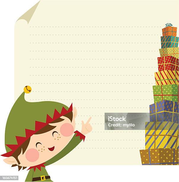 Ilustración de Elf Tarjeta De Navidad y más Vectores Libres de Derechos de Navidad - Navidad, Niño, Elfo