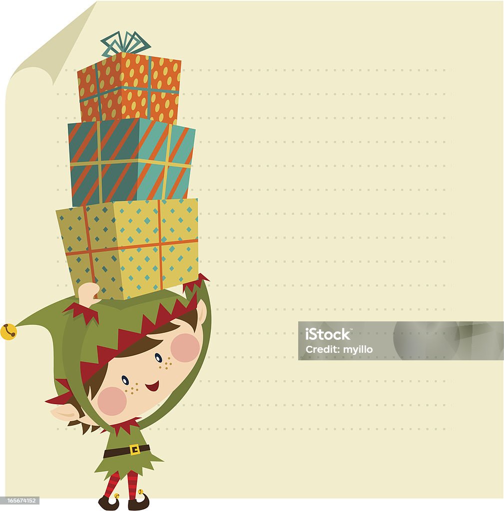 Elfo cartão de Natal - Vetor de Elfo royalty-free