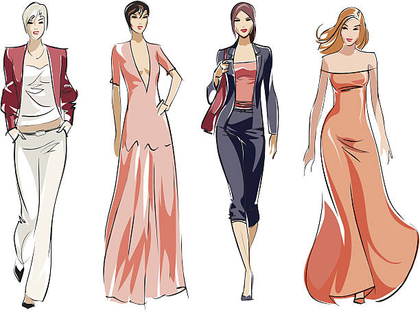 fashion fashion models womens fashion stock illustrations