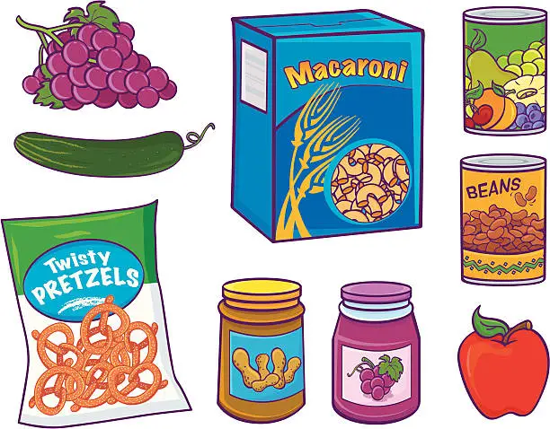 Vector illustration of Grocery Food Items