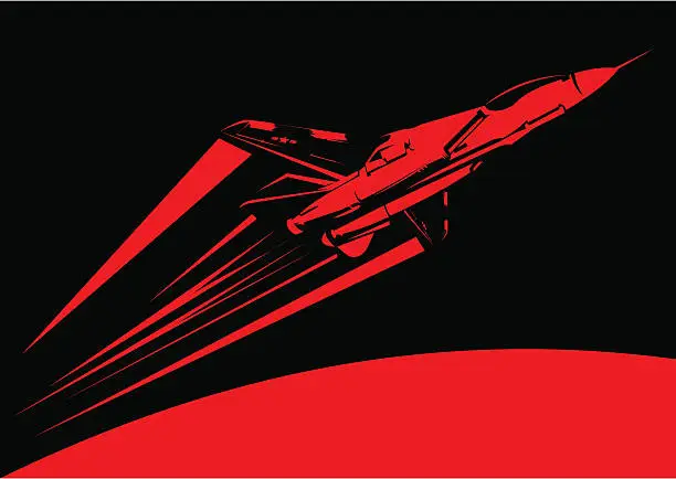 Vector illustration of Red F-14 on fly