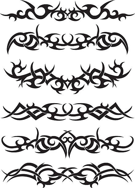 ilustraciones, imágenes clip art, dibujos animados e iconos de stock de tribal tatto diseños - computer icon flame symbol black and white