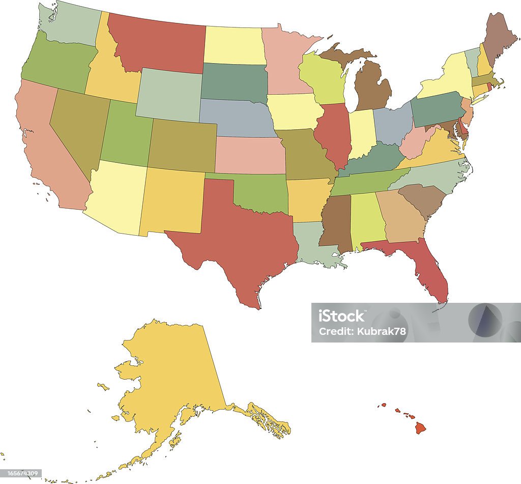 Detalhada mapa de Estados Unidos da América - Royalty-free Mapa arte vetorial