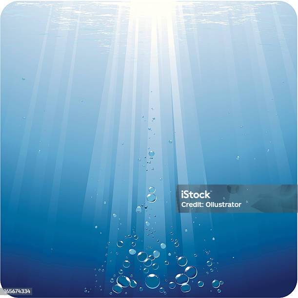Ilustración de Burbujas En El Agua Azul Baile Bajo Sunrays y más Vectores Libres de Derechos de Burbuja - Burbuja, Mar, Moverse hacia arriba