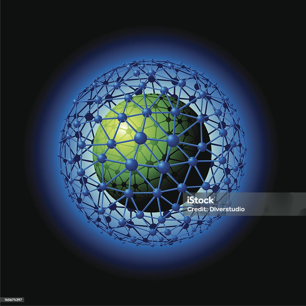 Réseau mondial sur un Green Globe - clipart vectoriel de Abstrait libre de droits