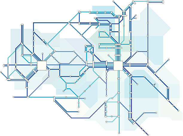 niebieska linia - nobody subway station subway train underground stock illustrations