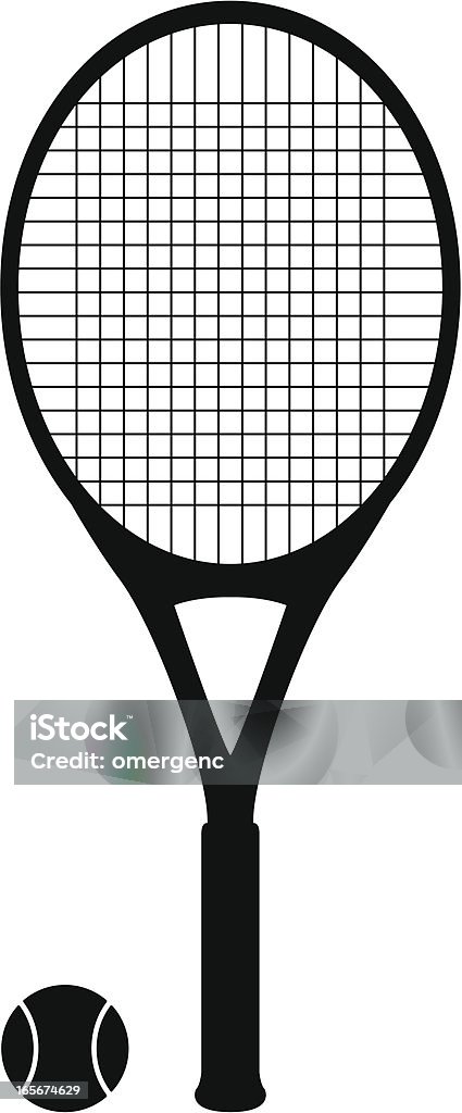 tennis racket tennis racket with tennis ball as black silhouette. Tennis Racket stock vector