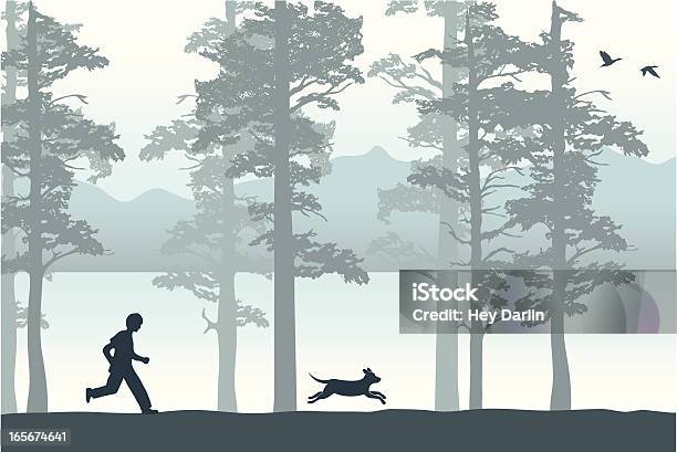 Ilustración de Niño Y Su Perro y más Vectores Libres de Derechos de Correr - Correr, Perro, Silueta