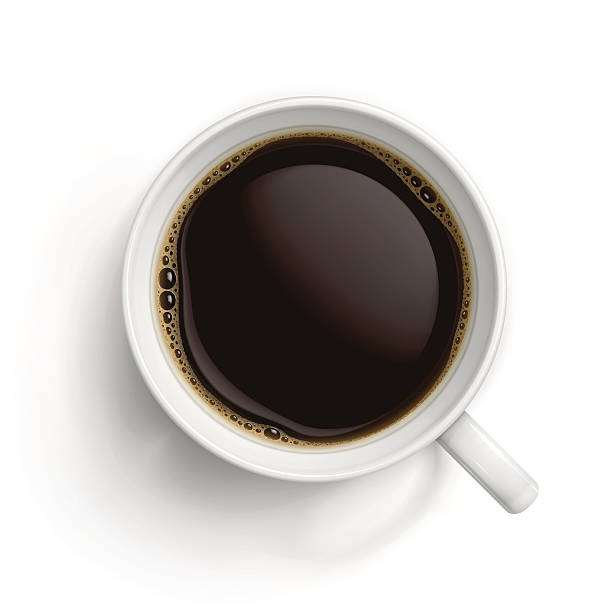 weiße tasse mit schwarzer kaffee - kaffeetasse stock-grafiken, -clipart, -cartoons und -symbole
