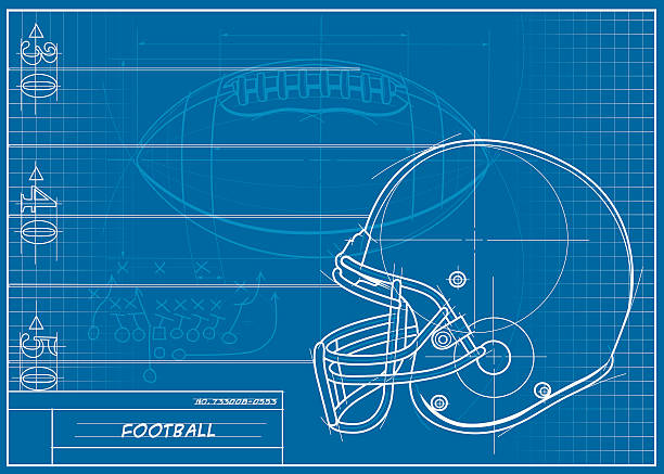 Capacete de Futebol Americano Cópia Heliográfica - ilustração de arte vetorial