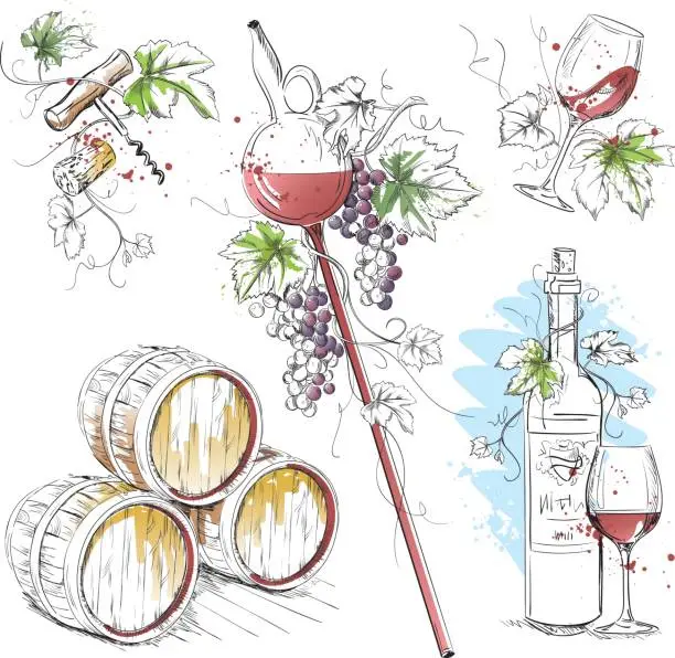 Vector illustration of Wine Tasting Still Lifes