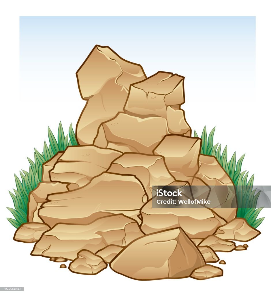 Груду камней с Трава - Векторная графика Камень роялти-фри