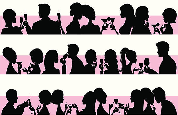 party personen - toast party silhouette people stock-grafiken, -clipart, -cartoons und -symbole