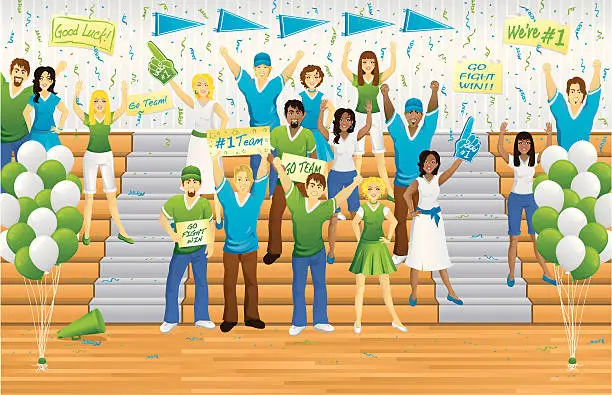 Vector illustration of Pep Rally Fans