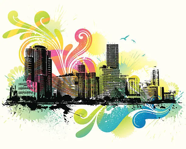 Vector illustration of Colorful Skyline