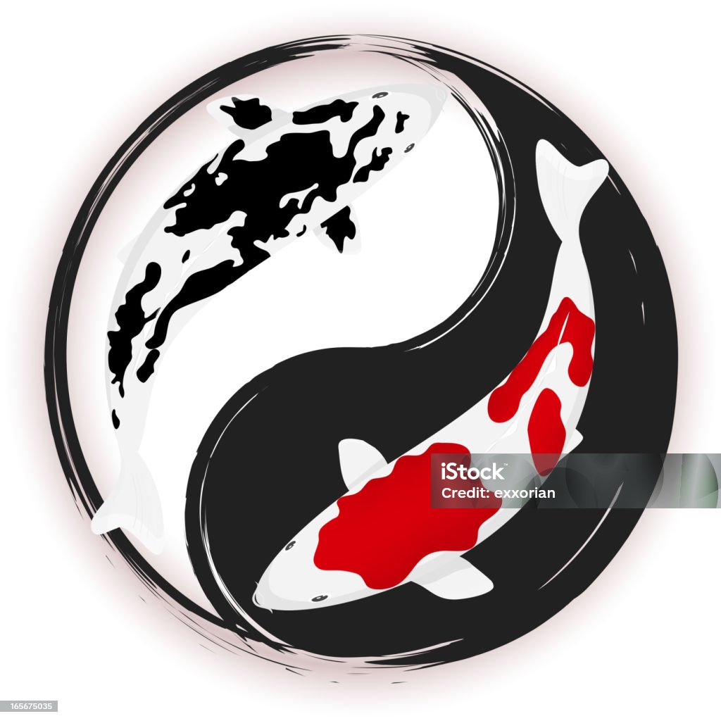 Koi Carp in Tai Chi Koi carp in tai chi background Carp stock vector