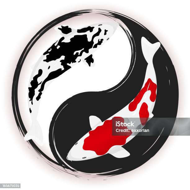 Koi Carp In Tai Chi Stock Illustration - Download Image Now - Carp, Chinese Culture, Fish