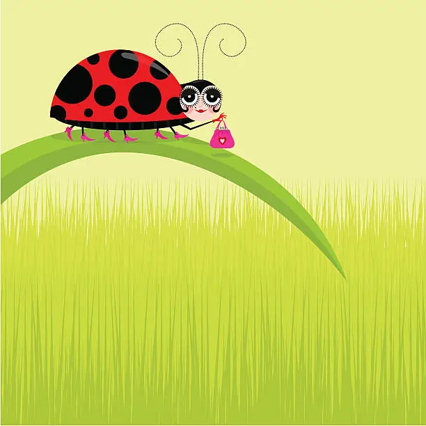 Vector illustration of Ladybug with handbag