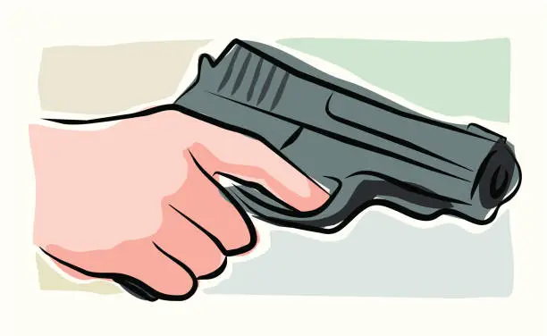 Vector illustration of Sketchy Hand holding a Revolver