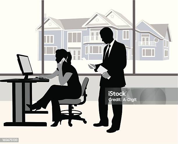 Office Workers Vector Silhouette Stock Illustration - Download Image Now - Desk, Women, Adult