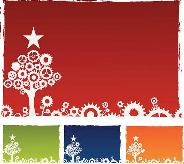 Vector illustration of Original Christmas with gears
