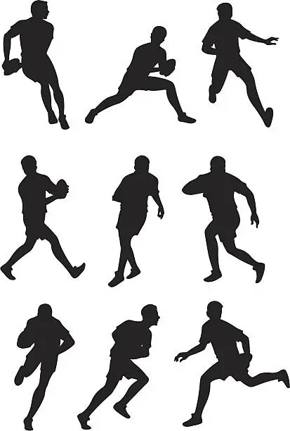 Vector illustration of Rugby players in action