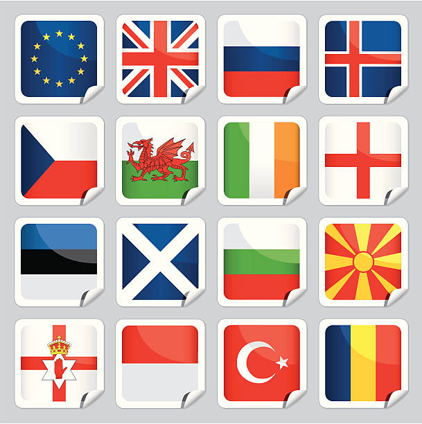 ヨーロッパの国旗のアイコン - flag welsh flag northern ireland flag republic of ireland点のイラスト素材／クリップアート素材／マンガ素材／アイコン素材