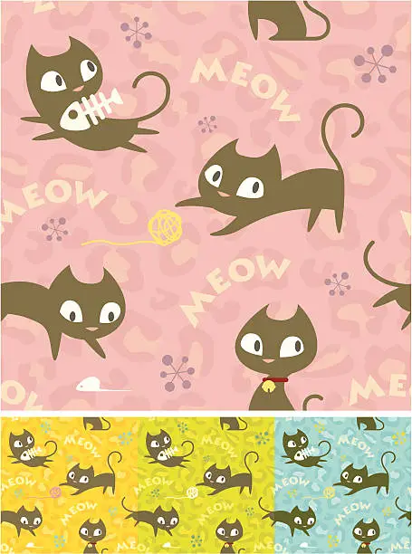 Vector illustration of Kitty Seamless