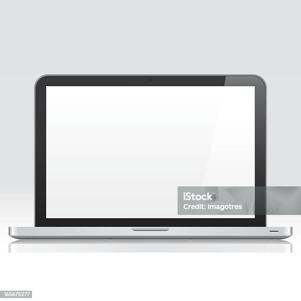 Пустой Ноутбук — стоковая векторная графика и другие изображения на тему Алюминий - Алюминий, Без людей, Белый