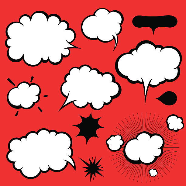 illustrazioni stock, clip art, cartoni animati e icone di tendenza di manga fumetti parole e le frasi nelle nuvolette e discorso di palloncini - contemplation cloud bubble concentration