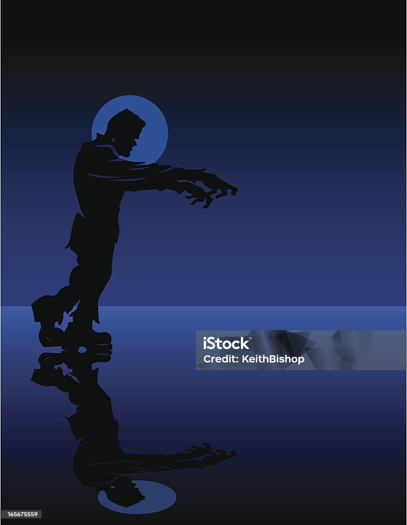 Frankenstein mostro la mezzanotte piedi nel chiaro di luna - arte vettoriale royalty-free di Frankenstein