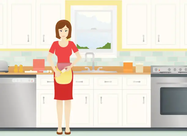 Vector illustration of Woman Baking in Kitchen