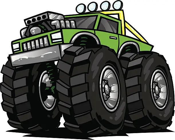 Vector illustration of green monster truck