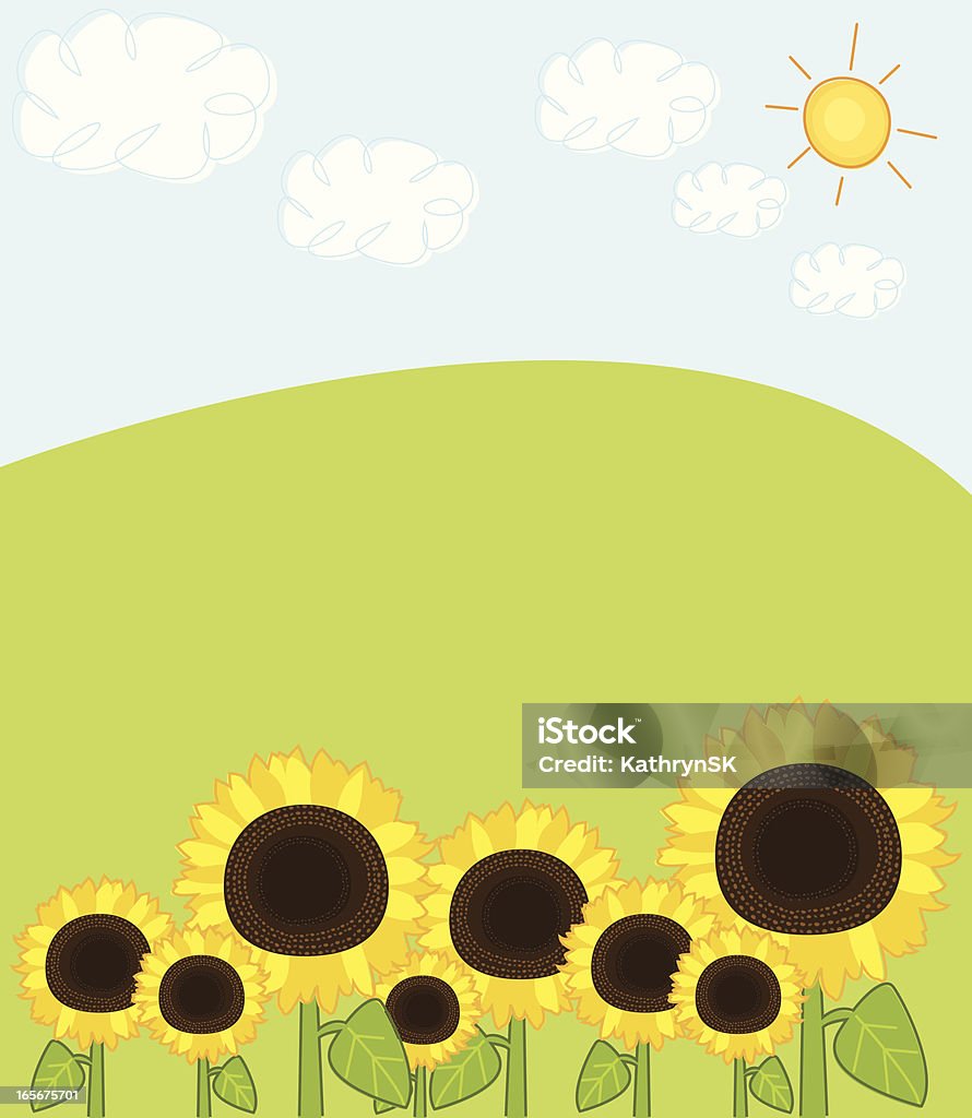 Sketchy Sunflower поле - Векторная графика Без людей роялти-фри