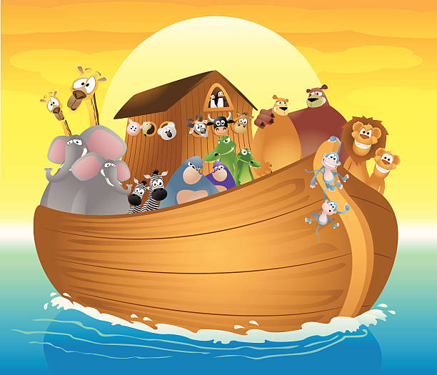 ilustrações de stock, clip art, desenhos animados e ícones de noah's ark mulher - ark cartoon noah animal