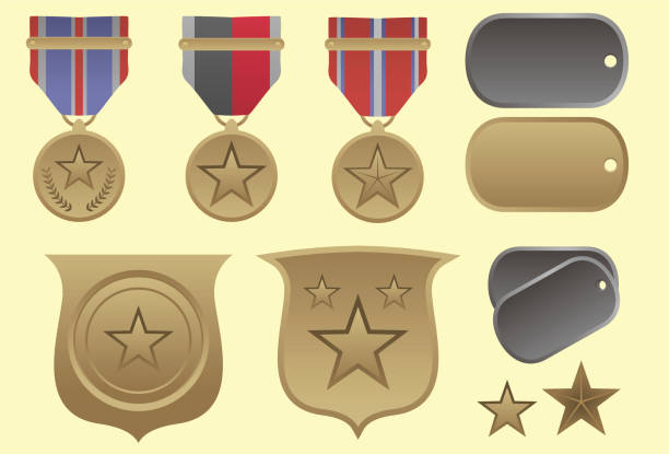 ilustrações de stock, clip art, desenhos animados e ícones de exército medalhas - dog tag military army label