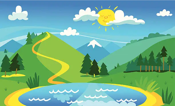 Vector illustration of Panoramic view of a landscape