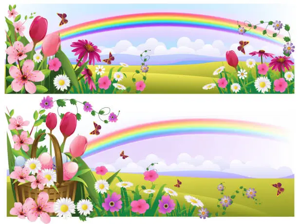 Vector illustration of Beautiful Spring and Easter Backgrounds