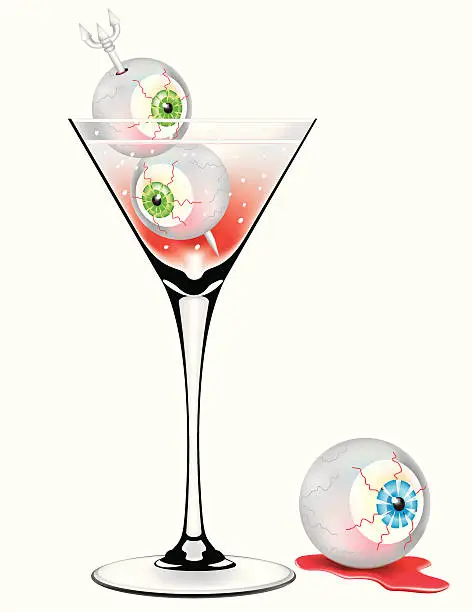 Vector illustration of Halloween Bloody Eyes Cocktail