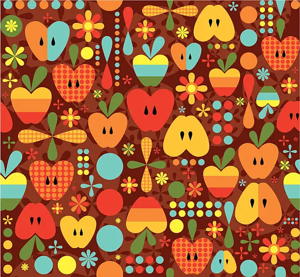 Vector illustration of Pattern with apples and abstractions