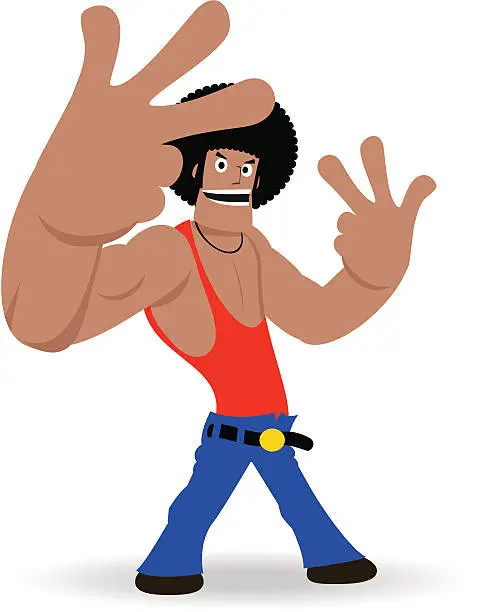 Vector illustration of Yo! Cool and Trendy Hip Hop Man Making Hand Gestures