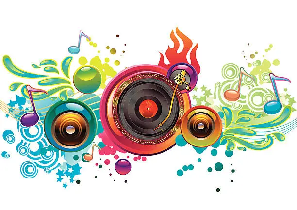 Vector illustration of Funky Turntable