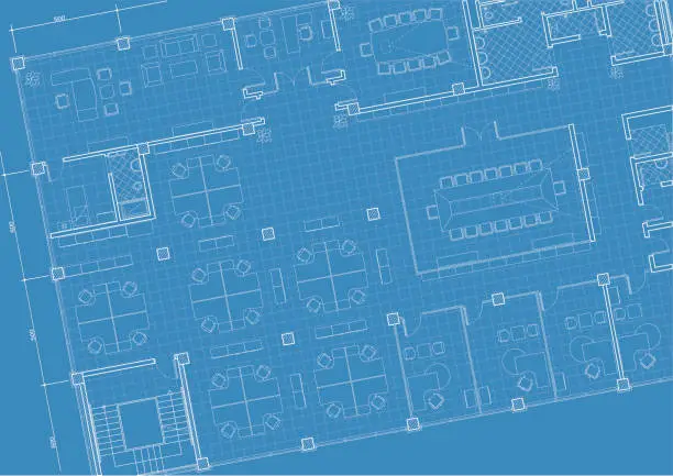 Vector illustration of office building architectural plan