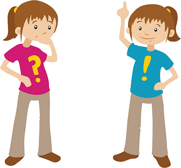 Cartoon Girls - Questions and Answers vector art illustration